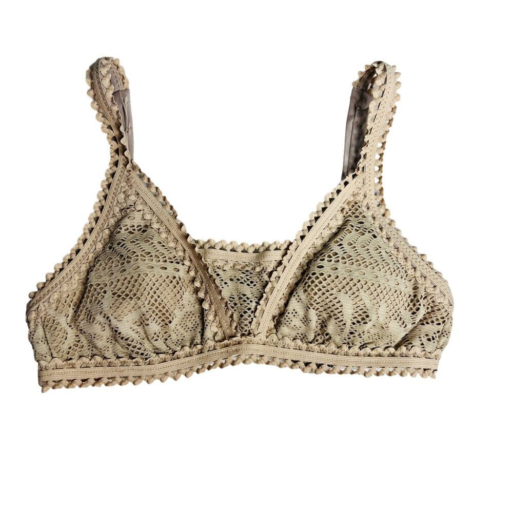 NWOT BECCA By Rebecca Virtue Boho Crochet Bikini Top Tie Back Adjustable S